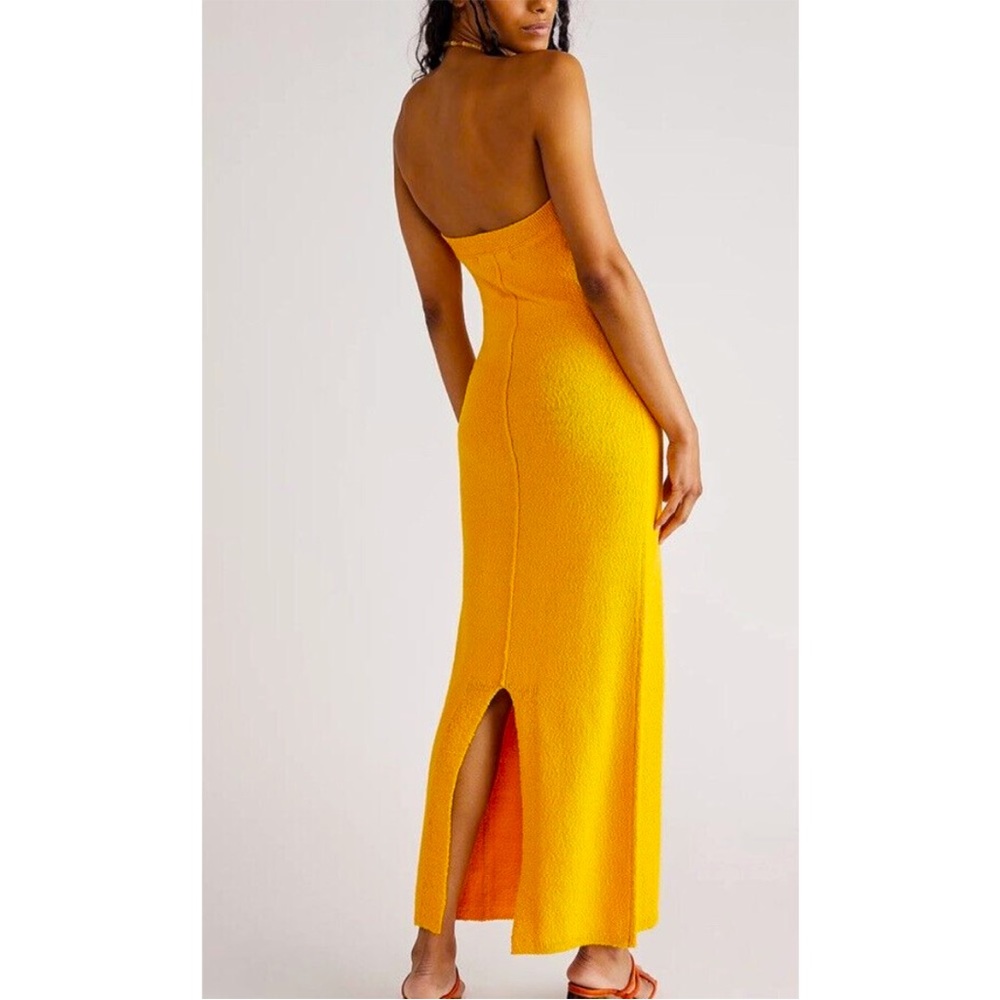 Free People Beach Gold Rio Sweater Knit Strapless Maxi Dress Medium - Picture 2 of 11